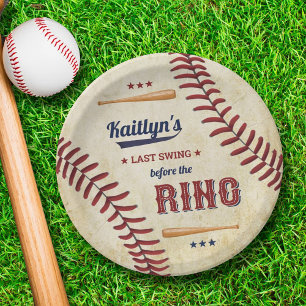 Letzter Swing vor dem Ring! Baseball Brautparty Pappteller