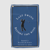 Letzter Swing vor dem Ring Blue Junggesellenabschi Golfhandtuch (Vorderseite)