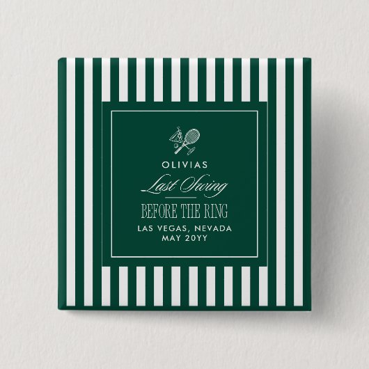Letzter Swing vor dem Ring Grün Junggesellinnenabs Button (Vorderseite)