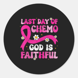 Letzter Tag Chemo Gott rosa Ribbon Brustkrebs jetz Runder Aufkleber