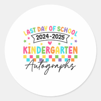 Letzter Tag der Autographie Kindergarten Graduat Runder Aufkleber