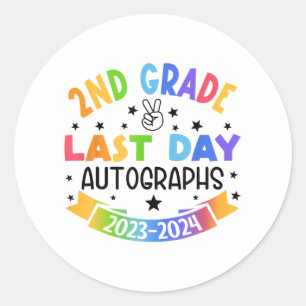Letzter Tag der Schule Autograph 2nd Grade Abschlu Runder Aufkleber