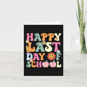Letzter Tag der Schule Groovy Lehrer Student Gradu Karte