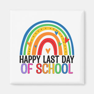 Letzter Tag der Schule Rainbow-Lehrer Schulende En Magnet
