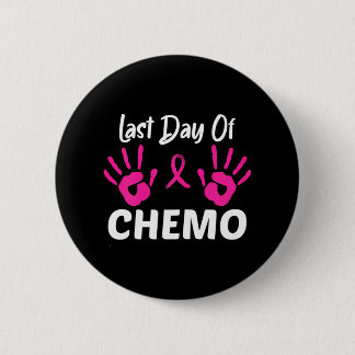 Letzter Tag des Chemo Handprint Brustkrebs Button