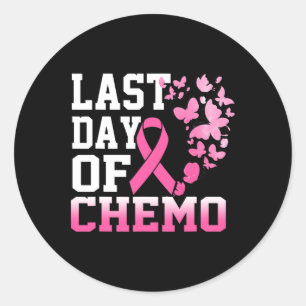 Letzter Tag des Chemo rosa Brustkrebs Bewusstsein Runder Aufkleber