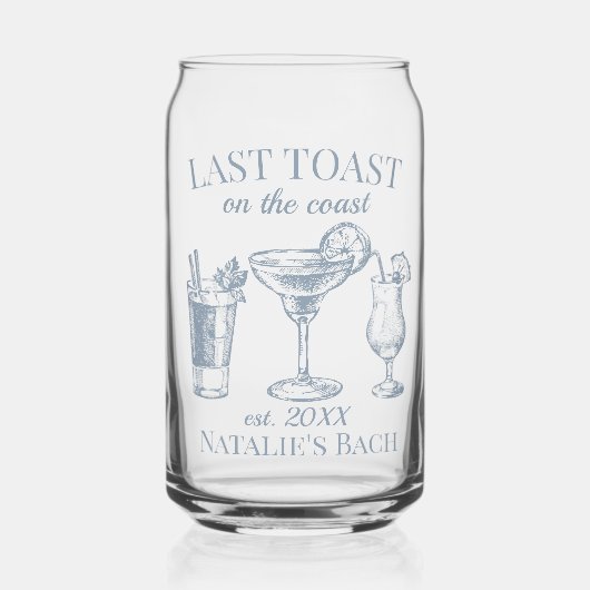 Letzter Toast am Junggeselinnen-Abschied am Strand Dosenglas (Vorderseite)