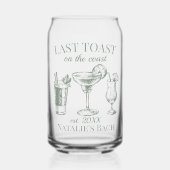 Letzter Toast am Junggeselinnen-Abschied am Strand Dosenglas (Vorderseite)