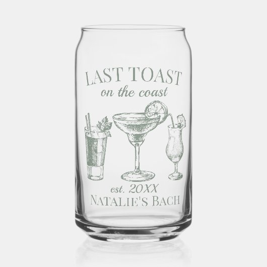 Letzter Toast am Junggeselinnen-Abschied am Strand Dosenglas (Vorderseite)