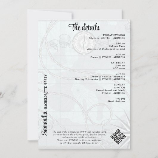 Letzter Toast am Junggeselinnen-Abschied am Strand Einladung (Rückseite)