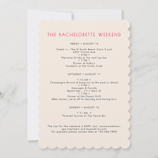 Letzter Toast am Junggeselinnen-Abschied am Strand Einladung (Rückseite)