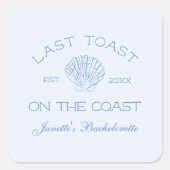 Letzter Toast am Junggeselinnen-Abschied am Strand Quadratischer Aufkleber (Vorderseite)