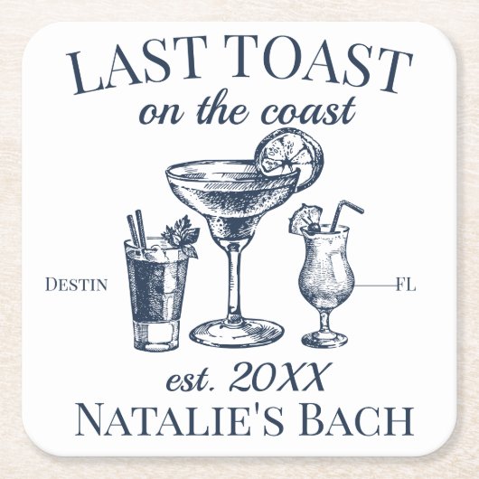 Letzter Toast am Junggeselinnen-Abschied am Strand Rechteckiger Pappuntersetzer (Vorderseite)