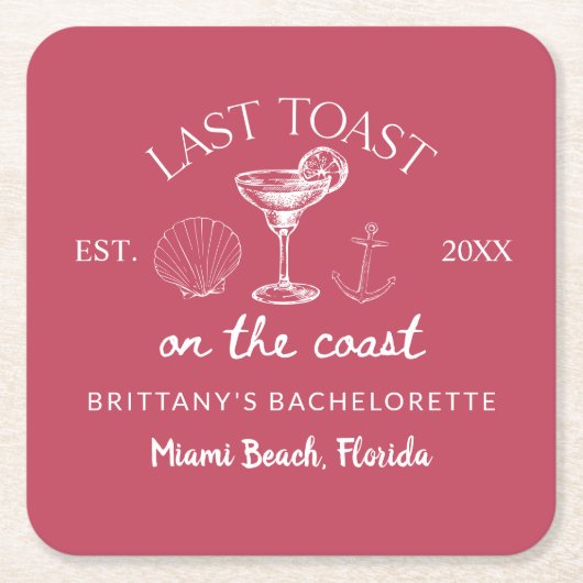 Letzter Toast am Junggeselinnen-Abschied am Strand Rechteckiger Pappuntersetzer (Vorderseite)