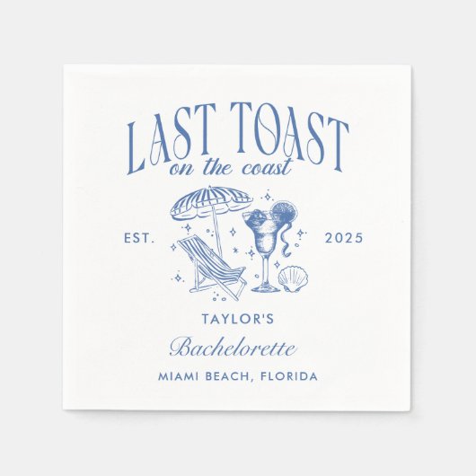 Letzter Toast am Junggeselinnen-Abschied am Strand Serviette (Vorderseite)