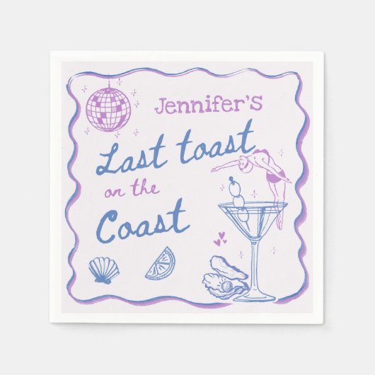 Letzter Toast am Junggeselinnen-Abschied am Strand Serviette (Vorderseite)