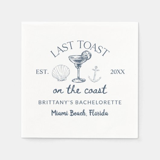 Letzter Toast am Junggeselinnen-Abschied am Strand Serviette (Vorderseite)