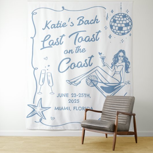 Letzter Toast am Junggeselinnen-Abschied am Strand Wandteppich (Beispiel)