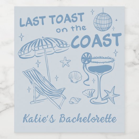 Letzter Toast am Junggeselinnen-Abschied am Strand Weinetikett (Einzelnes Label)