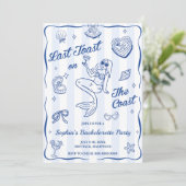 Letzter Toast am Junggeselinnen-Abschied der Küste Einladung (Stehend Vorderseite)