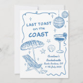 Letzter Toast am Junggeselinnen-Abschied der Küste Einladung (Vorderseite)