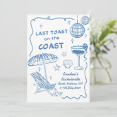Letzter Toast am Junggeselinnen-Abschied der Küste Einladung (Stehend Vorderseite)