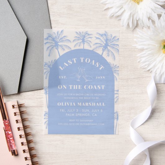 Letzter Toast am Junggeselinnen-Abschied der Küste Pergament Einladungen (Hochzeit)