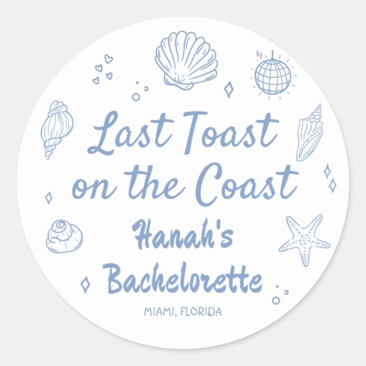 Letzter Toast am Junggeselinnen-Abschied der Küste Runder Aufkleber (Vorderseite)