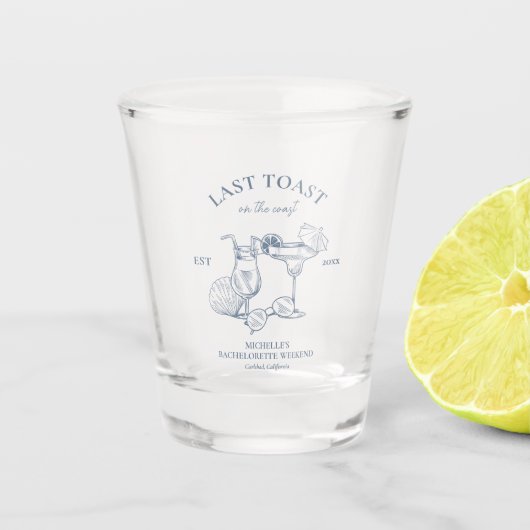 Letzter Toast am Junggeselinnen-Abschied der Küste Schnapsglas (Vorderseite)