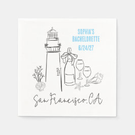 Letzter Toast am Junggeselinnen-Abschied der Küste Serviette