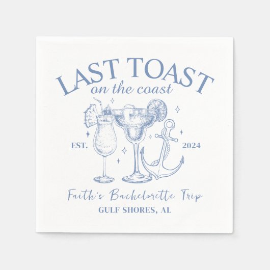Letzter Toast am Junggeselinnen-Abschied der Küste Serviette (Vorderseite)