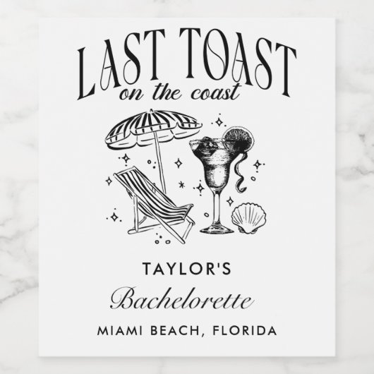 Letzter Toast am Junggeselinnen-Abschied der Küste Weinetikett (Einzelnes Label)