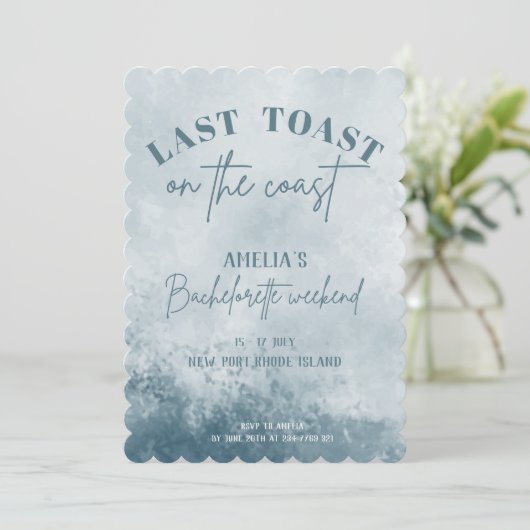 Letzter Toast am Junggeselinnen-Abschied Einladung (Stehend Vorderseite)