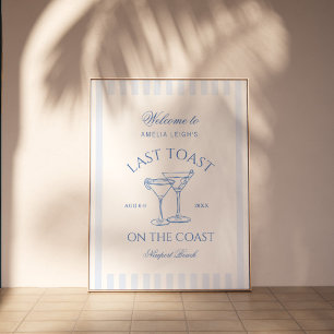 Letzter Toast am Küstenstrand Blaues Junggesellinn Poster