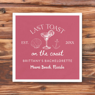 Letzter Toast am Küstenstrand-Junggesellinnenabsch Serviette