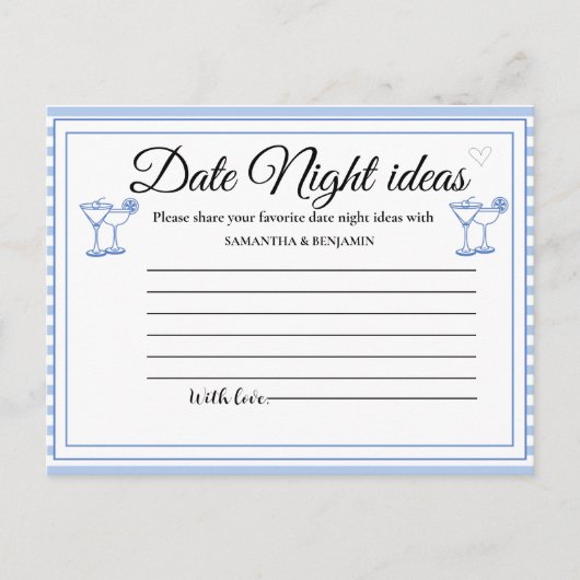 Letzter Toast Am Strand Datum Nachtkarte Hinweiskarte (Vorderseite)