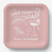 Letzter Toast am Strand Pink Bachelorette Pappteller (Vorderseite)