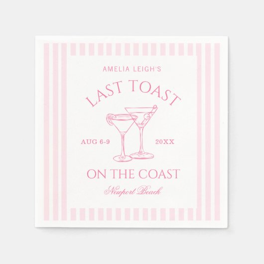 Letzter Toast am Wochenende des rosa Bachelorette Serviette (Vorderseite)