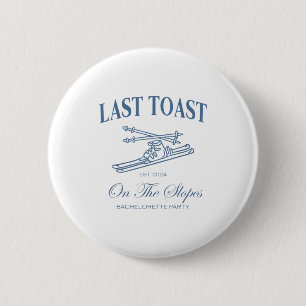 Letzter Toast an den Hängen Junggeselle Skifahren Button
