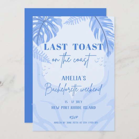 Letzter Toast an der Küste Blauer Junggeselinnen-A Einladung (Vorne/Hinten)