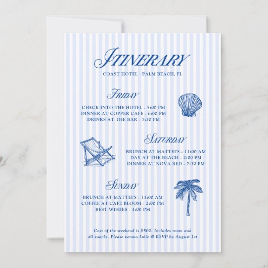 Letzter Toast an der Küste Elegante handgezeichnet Einladung (Rückseite)