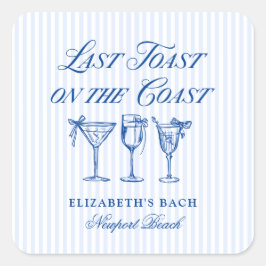 Letzter Toast an der Küste Elegante handgezeichnet Quadratischer Aufkleber
