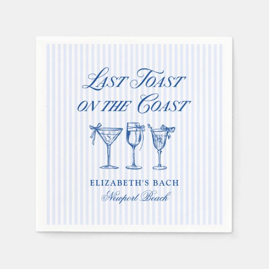 Letzter Toast an der Küste Elegante handgezeichnet Serviette (Vorderseite)