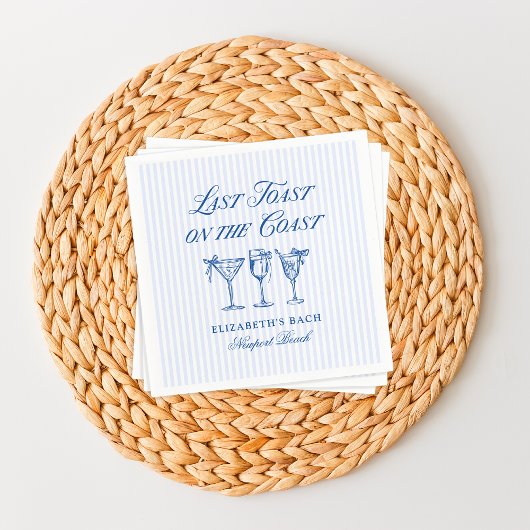 Letzter Toast an der Küste Elegante handgezeichnet Serviette