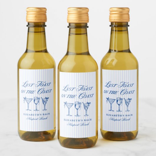 Letzter Toast an der Küste Elegante handgezeichnet Weinetikett (Flaschen)
