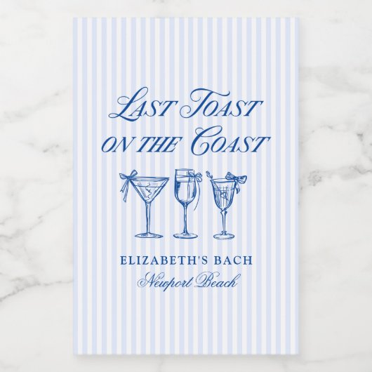 Letzter Toast an der Küste Elegante handgezeichnet Weinetikett (Einzelnes Label)