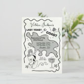 Letzter Toast an der Küste gezogen Wochenende Einladung (Stehend Vorderseite)