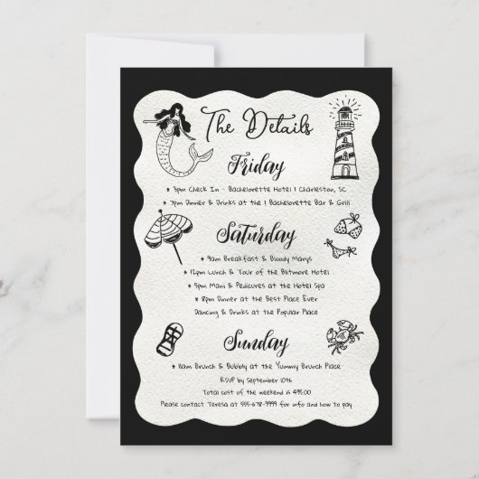 Letzter Toast an der Küste gezogen Wochenende Einladung (Rückseite)