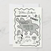 Letzter Toast an der Küste gezogen Wochenende Einladung (Vorderseite)