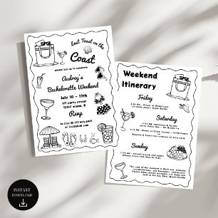 Letzter Toast an der Küste Junggesellinnenabschied Einladung